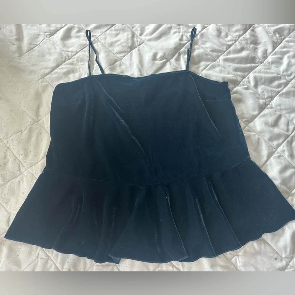 Anthropologie Teal Satin Blouse